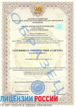 Образец сертификата соответствия аудитора №ST.RU.EXP.00006191-1 Багаевский Сертификат ISO 50001